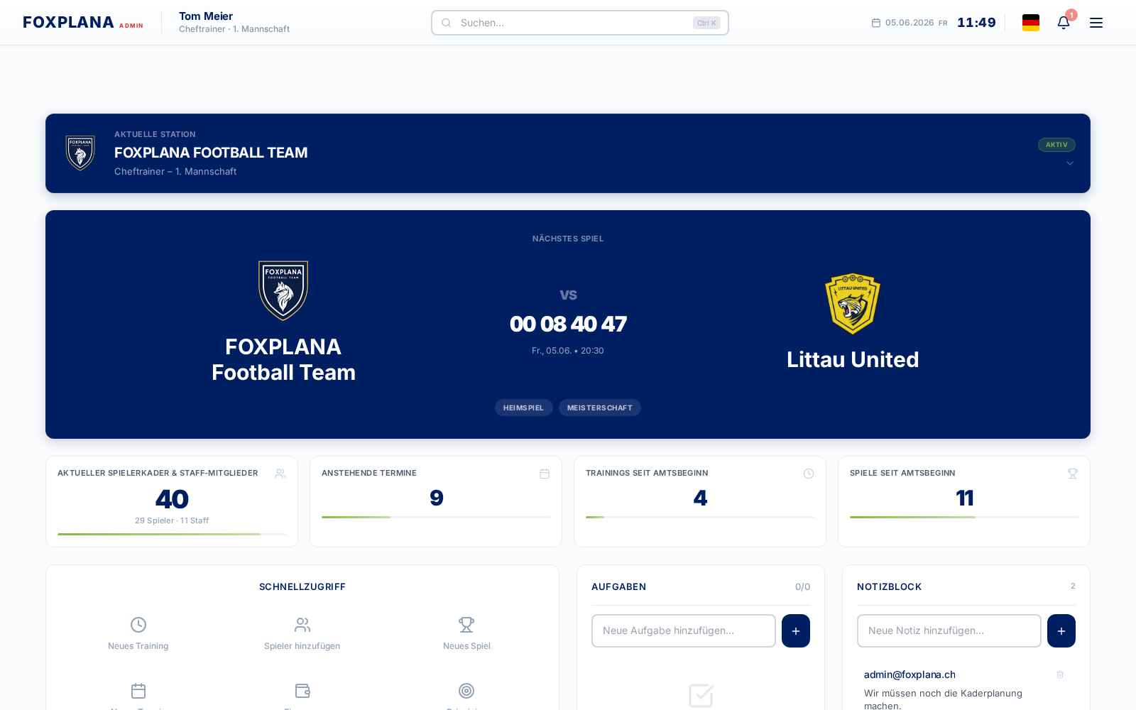 FOXPLANA Dashboard – FC Foxplana U19